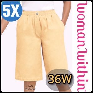 36W 5X Woman Within Butter Yellow Fully Elastic Shorts